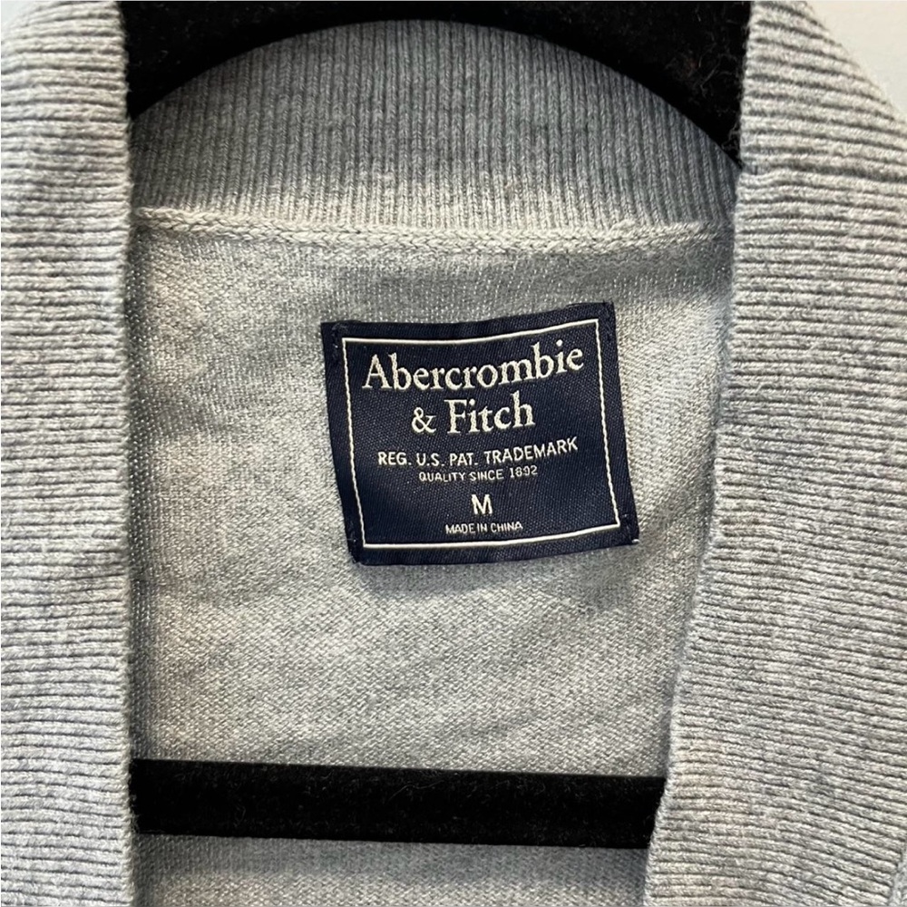 Abercrombie & Fitch Gray Cardigan with Maroon Stripes - Picture 3 of 3